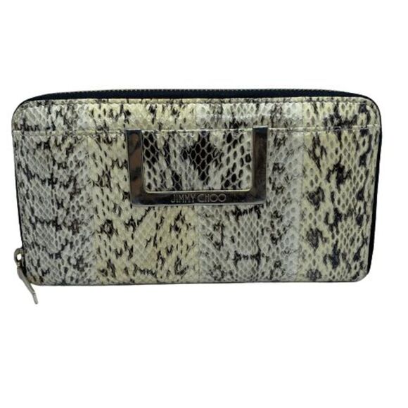 Authentic Jimmy Choo Snake Print Leather Long Zip Around Wallet / Clutch - Picture 1 of 11
